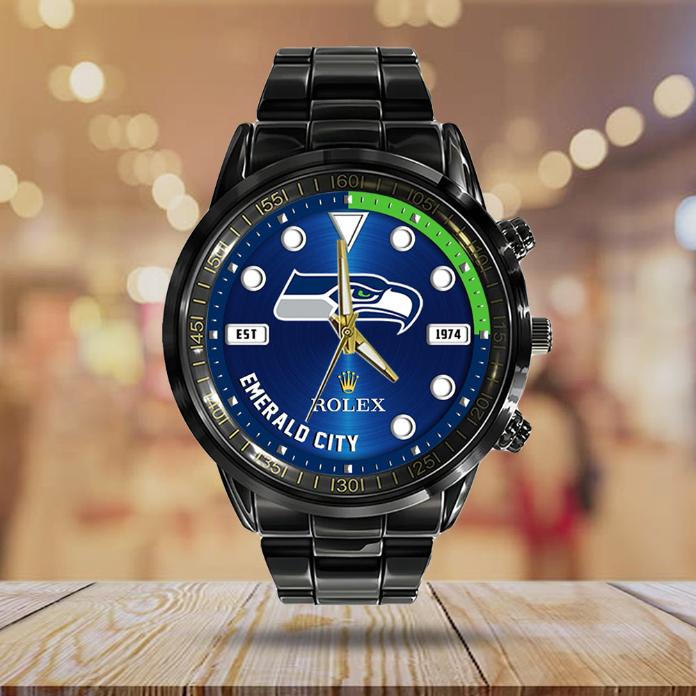 Seattle Seahawks x Rolex Black Stainless Steel Watch - MAITM13246