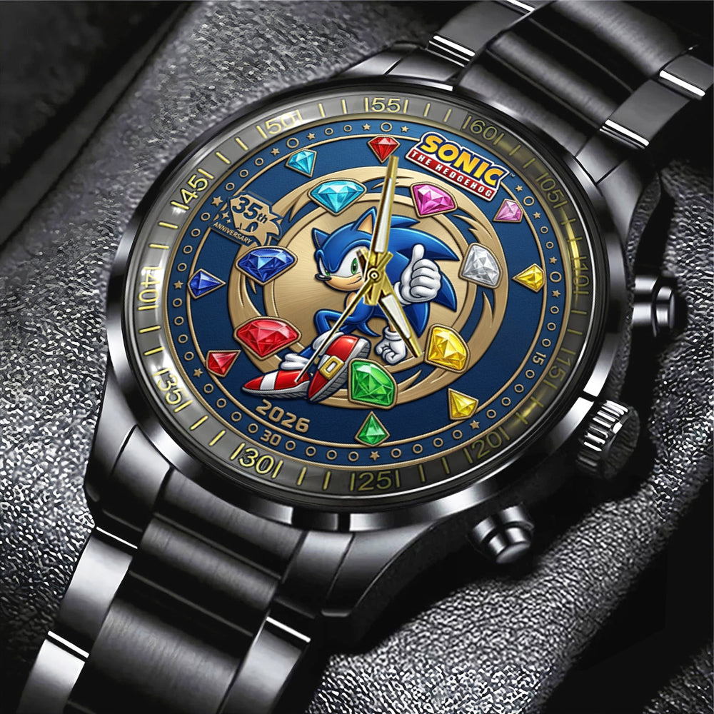 Sonic the Hedgehog 35th Anniversary Black Stainless Steel Watch - TMTHU7153