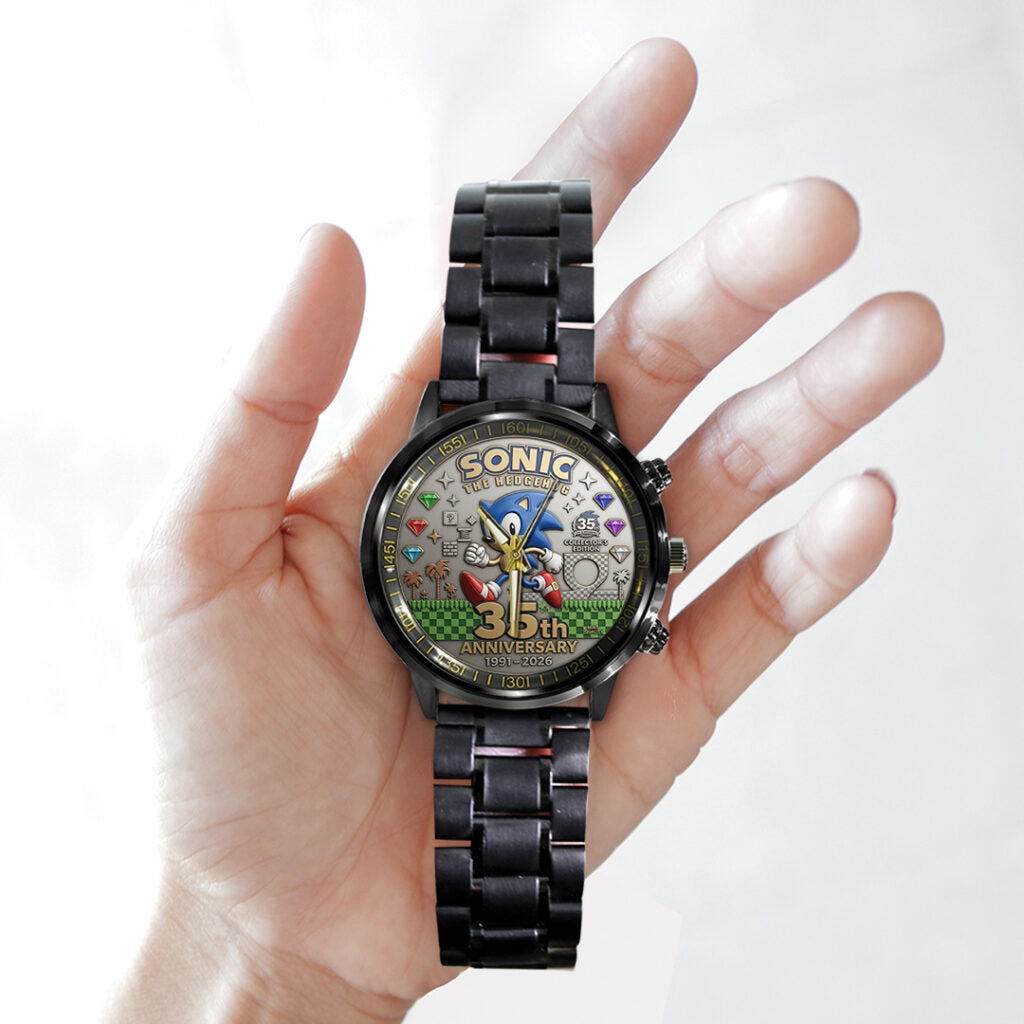 Sonic the Hedgehog 35th Anniversary Black Stainless Steel Watch - TANTN23989
