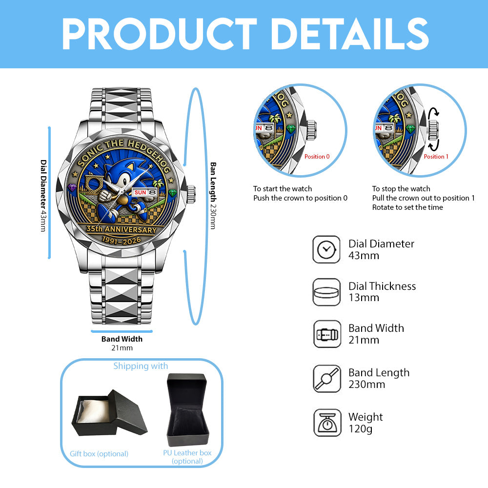 Sonic the Hedgehog 35th Anniversary Alloy Luxury Quartz Watch - GNE7351