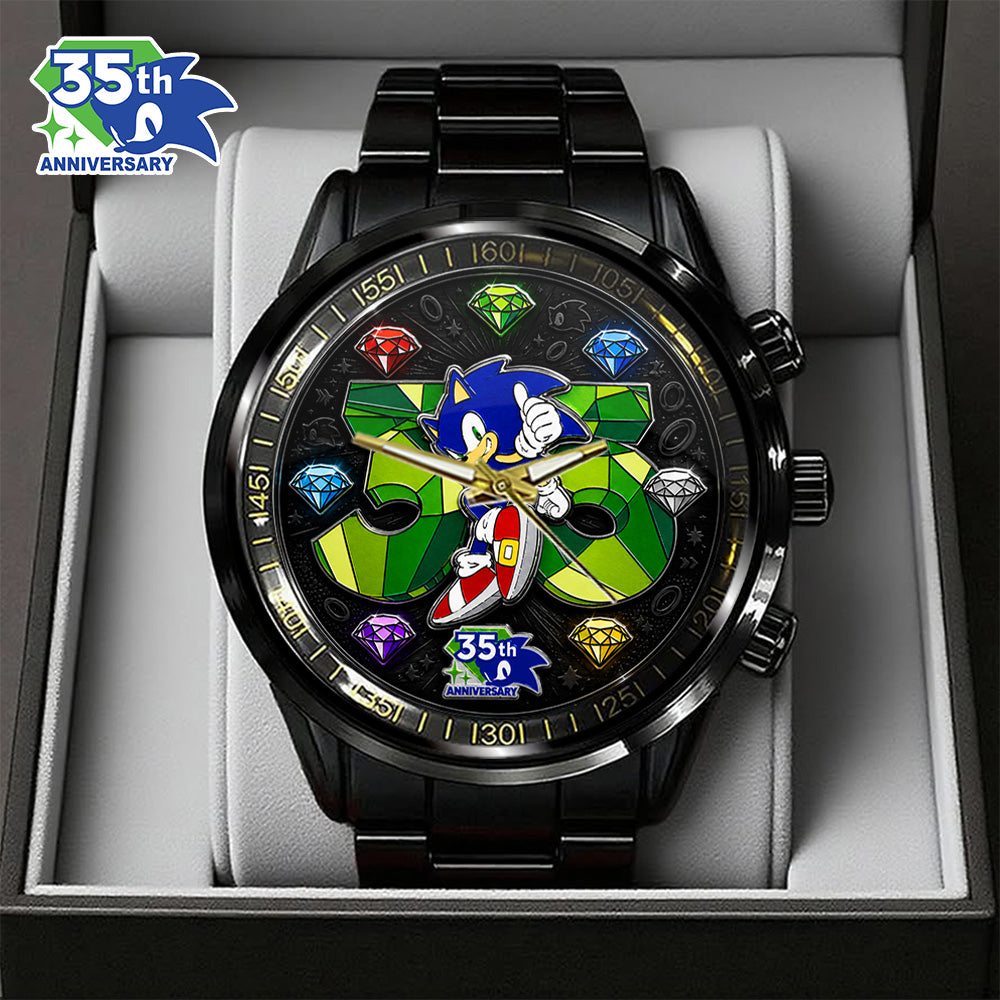 Sonic the Hedgehog 35th Anniversary Black Stainless Steel Watch - GNE7230