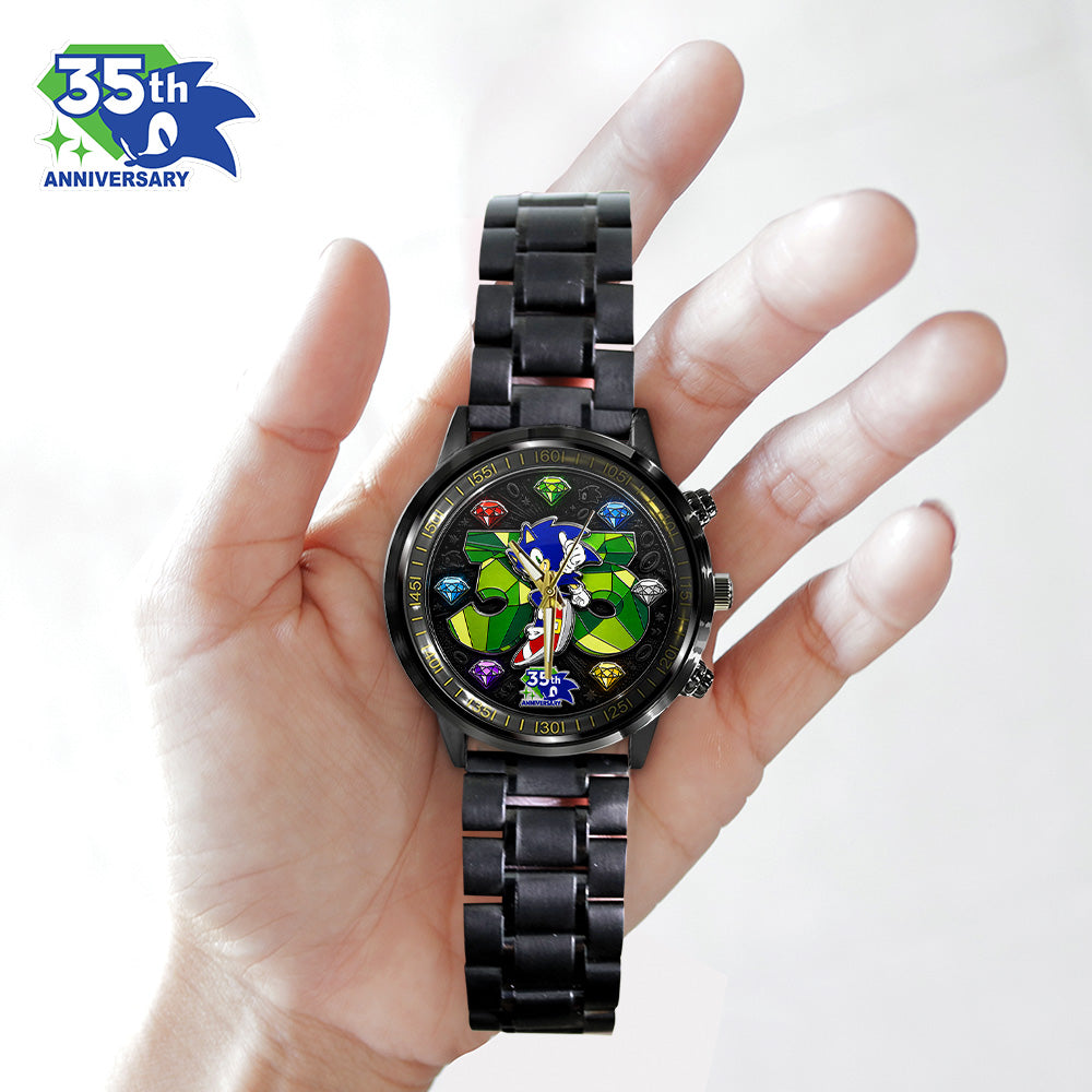Sonic the Hedgehog 35th Anniversary Black Stainless Steel Watch - GNE7230