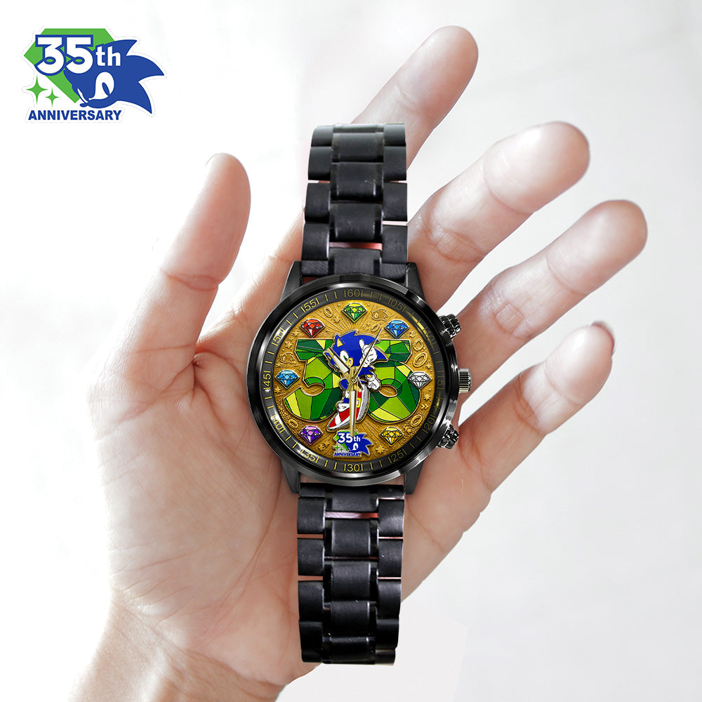 Sonic the Hedgehog 35th Anniversary Black Stainless Steel Watch - GNE7348