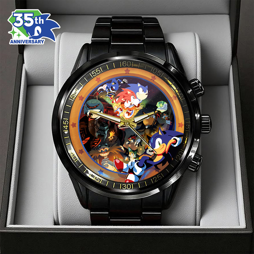 Sonic the Hedgehog 35th Anniversary Black Stainless Steel Watch - GNE7350