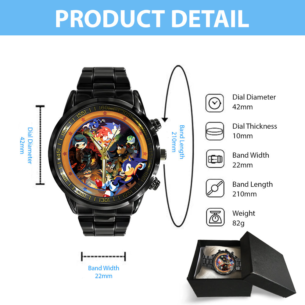 Sonic the Hedgehog 35th Anniversary Black Stainless Steel Watch - GNE7350