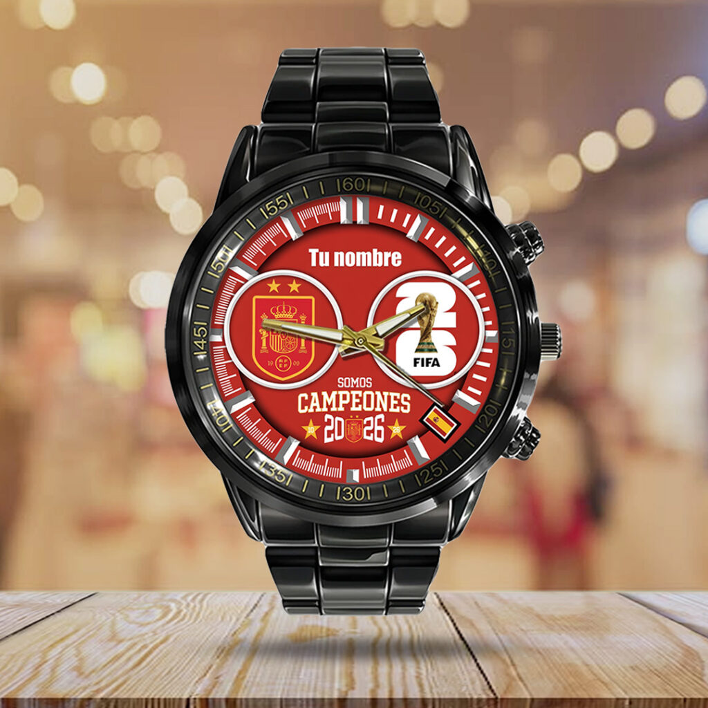 Spain National Team 2026 FIFA World Cup Champions Black Stainless Steel Watch - TANTN24345