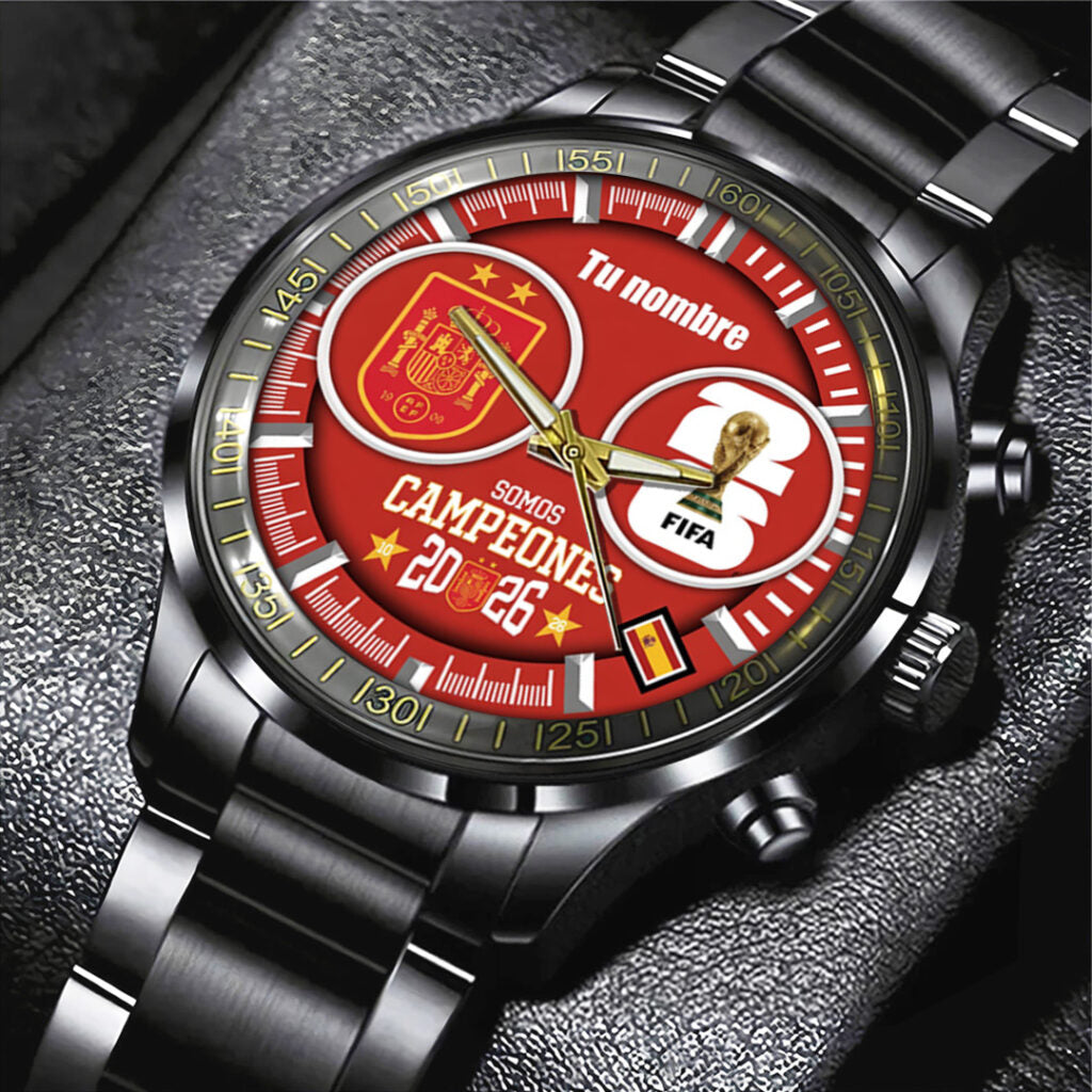 Spain National Team 2026 FIFA World Cup Champions Black Stainless Steel Watch - TANTN24345
