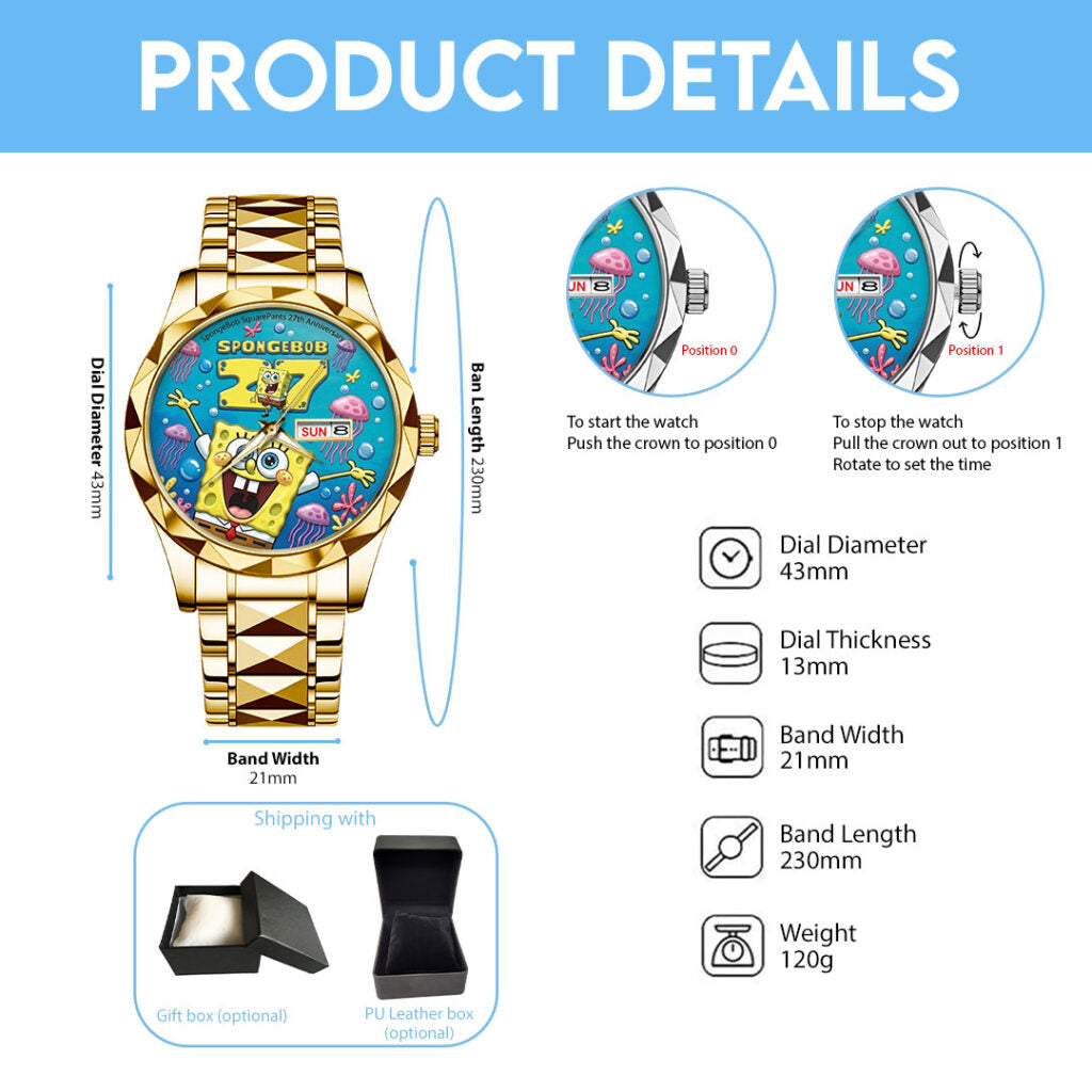 SpongeBob SquarePants 27th Anniversary Alloy Luxury Quartz Watch - TMTHU3400