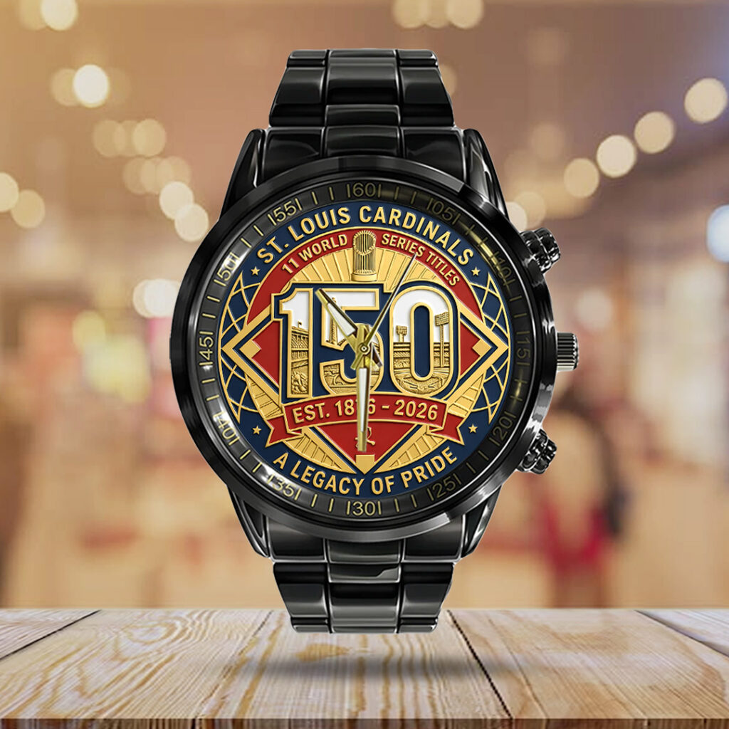 St. Louis Cardinals 150th Anniversary Black Stainless Steel Watch - TANTN21614