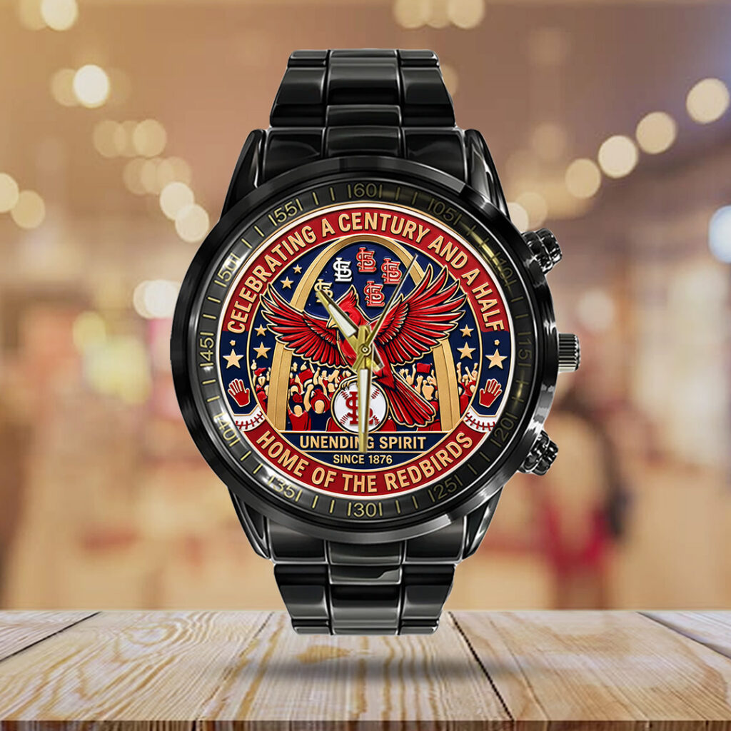 St. Louis Cardinals 150th Anniversary Black Stainless Steel Watch - TANTN21616