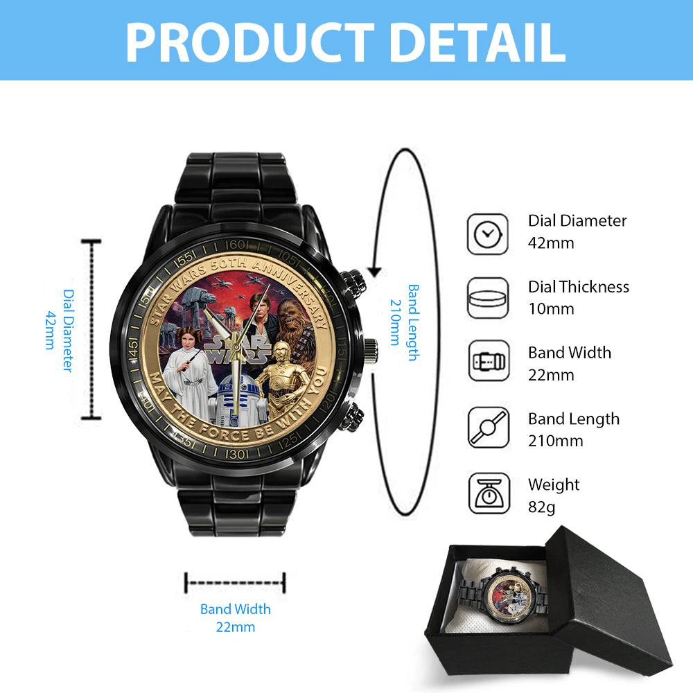 Star Wars 50th Anniversary 2027 Black Stainless Steel Watch - TMTHU5582