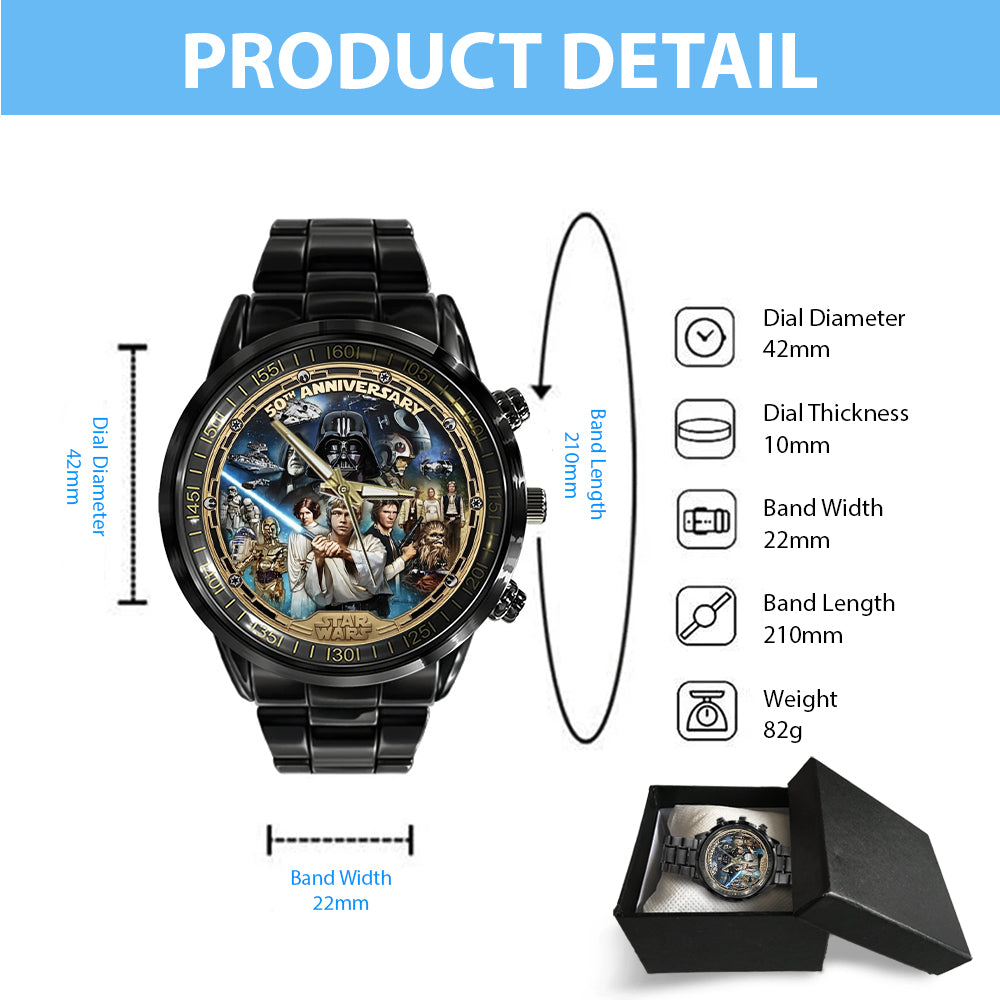 Star Wars 50th Anniversary Black Stainless Steel Watch - TMTHU4611