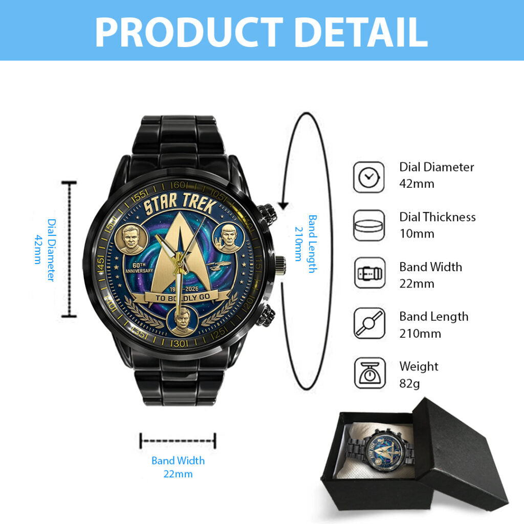 Star Trek 60th Anniversary Black Stainless Steel Watch - TANTN21418