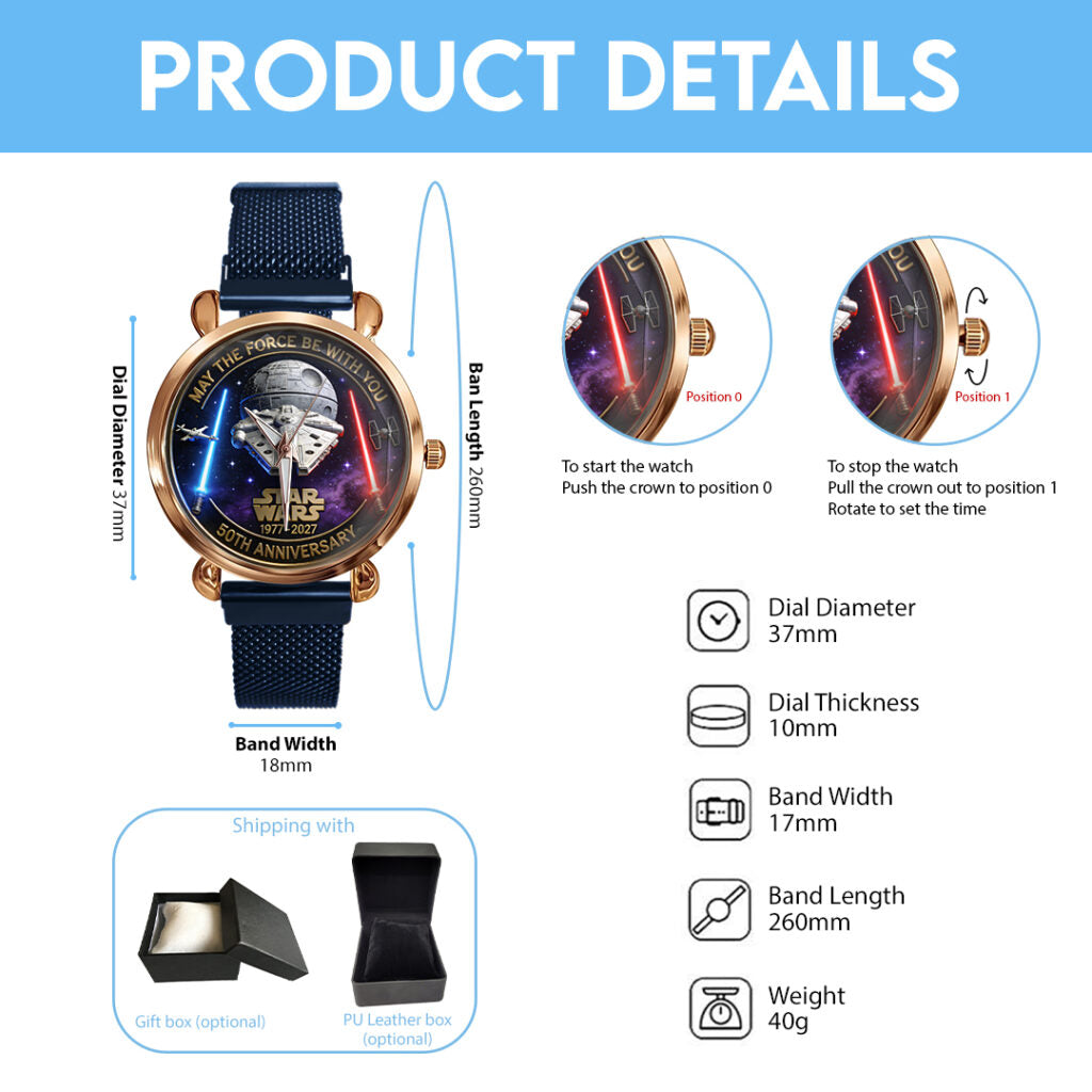 Star Wars 50th Anniversary Mesh Strap Quartz Watch - HOATT16584