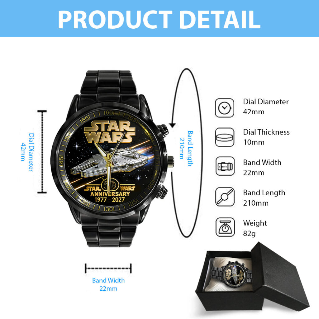 Star Wars 50th Anniversary Black Stainless Steel Watch - TANTN21719