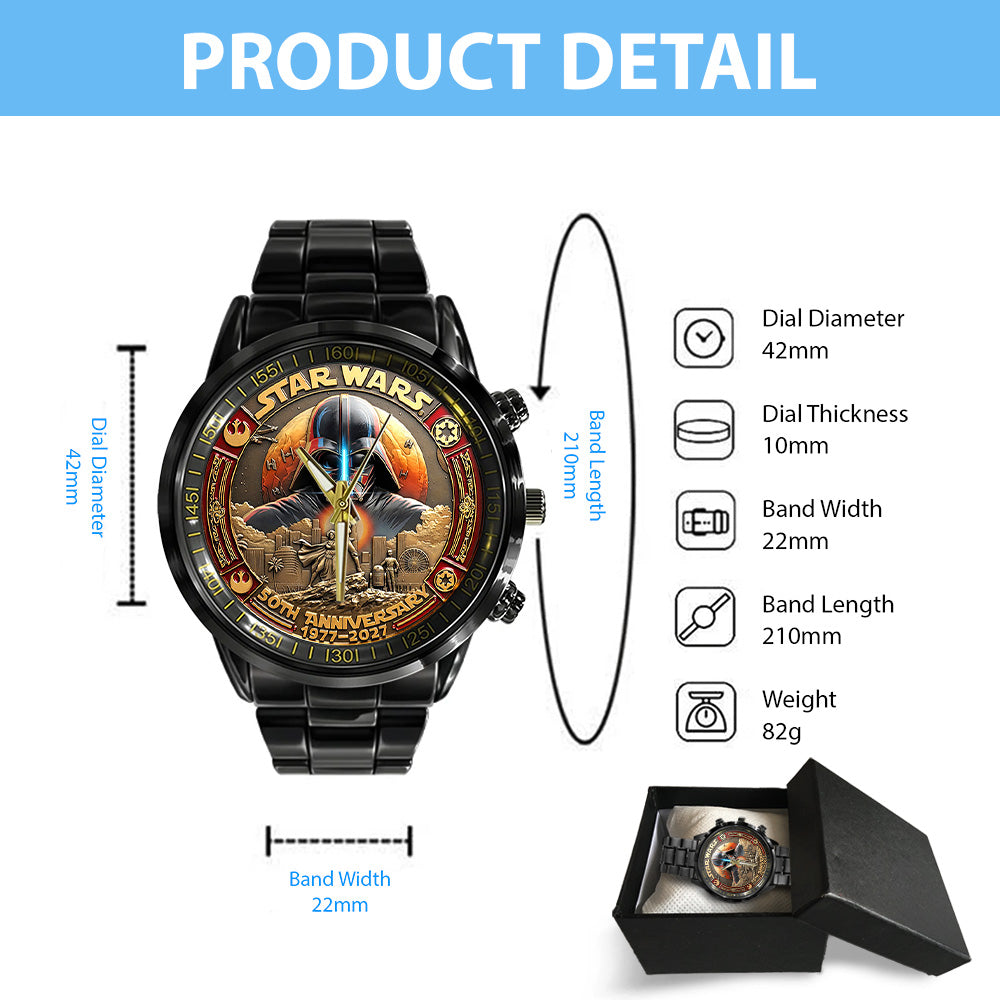 Star Wars 50th Anniversary Black Stainless Steel Watch - GNE6271