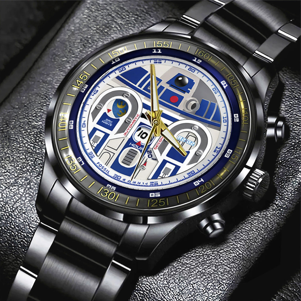 Star Wars x R2-D2 Black Stainless Steel Watch - GNE5702