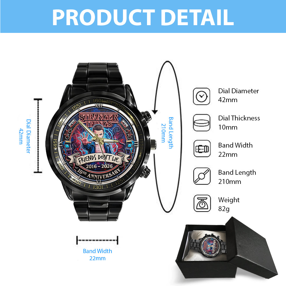 Stranger Things 10th Anniversary Black Stainless Steel Watch - MAITM14308