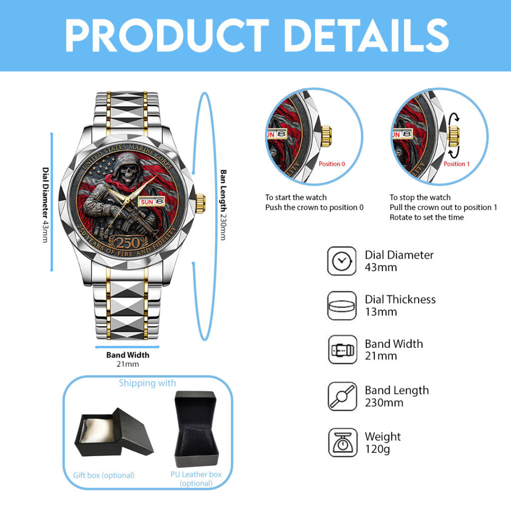US Marine Corps Alloy Luxury Quartz Watch - TANTN 14953