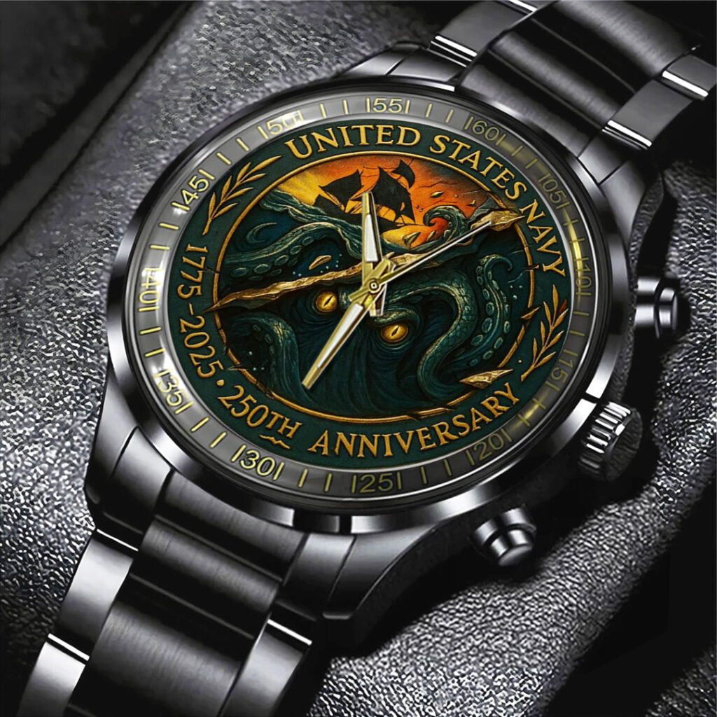 US Navy 250th Anniversary Black Stainless Steel Watch - TANTN17238