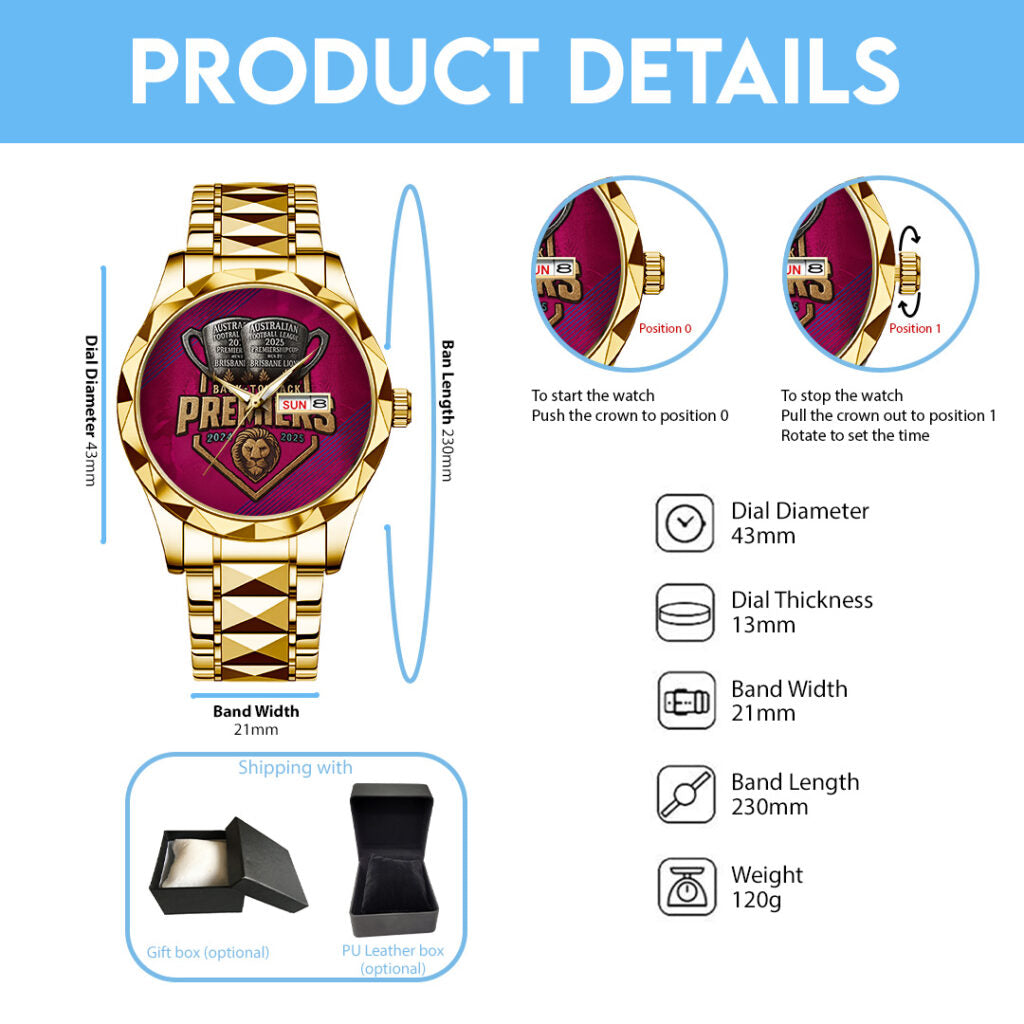 Brisbane Lions Premiers 2025 Alloy Luxury Quartz Watch - TANTN17399