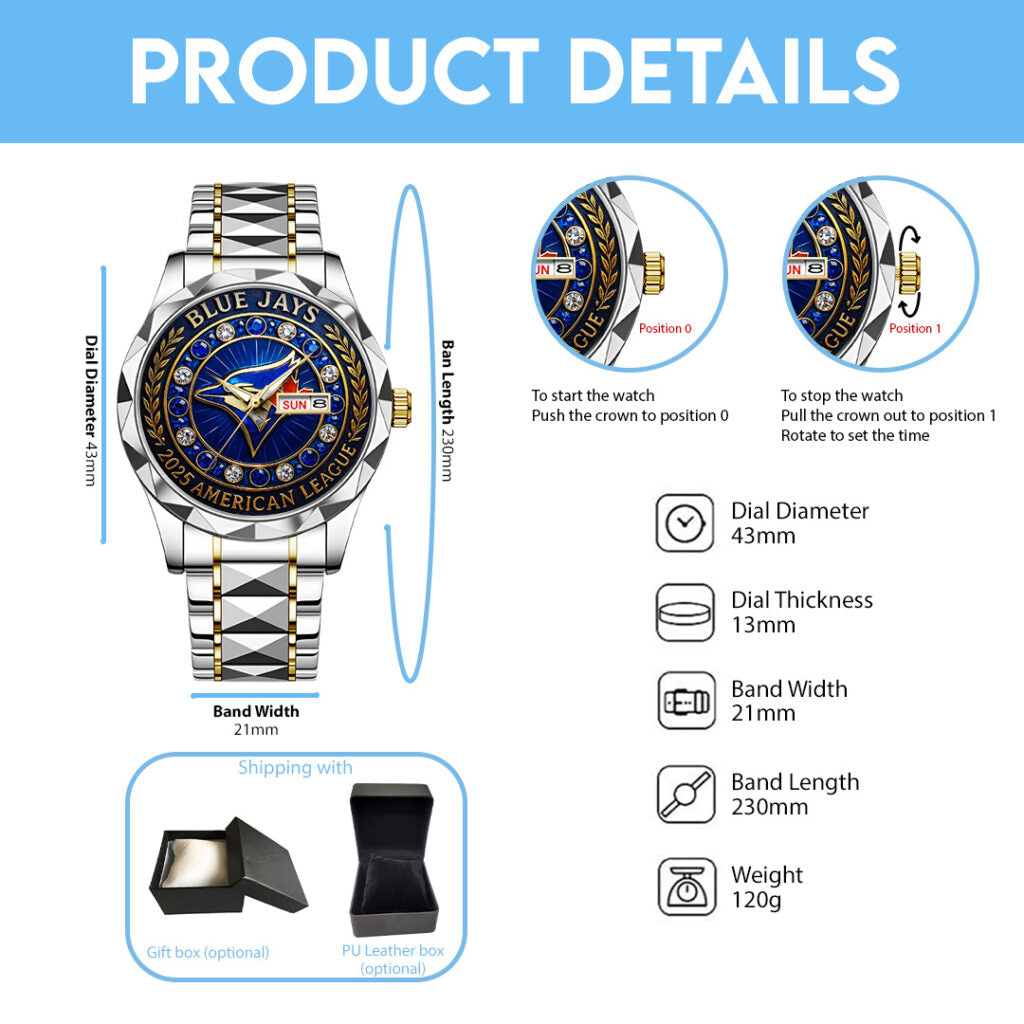 Toronto Blue Jays  2025 American League Champions Alloy Luxury Quartz Watch - TANTN17722