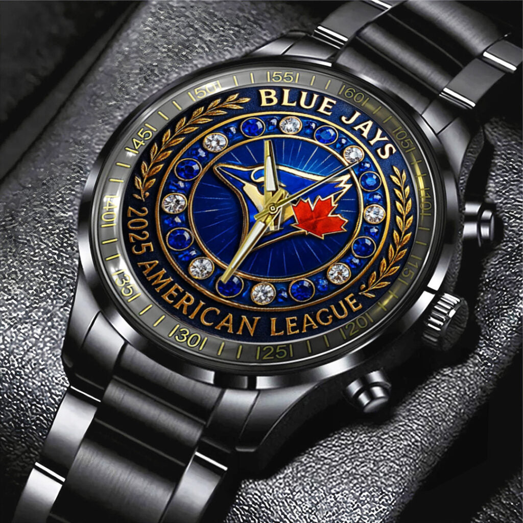 Toronto Blue Jays  2025 American League Champions Black Stainless Steel Watch - TANTN17723