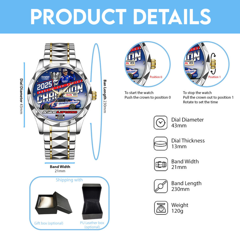 Kyle Larson 2025 NASCAR Cup Series Champion Alloy Luxury Quartz Watch - TANTN18544