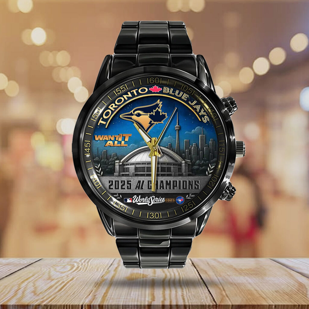 Toronto Blue Jays WinCraft 2025 American League Champions Black Stainless Steel Watch - TANTN18702