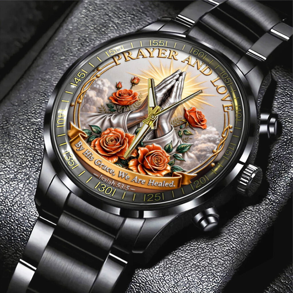 Prayer and Love Black Stainless Steel Watch - TANTN19991