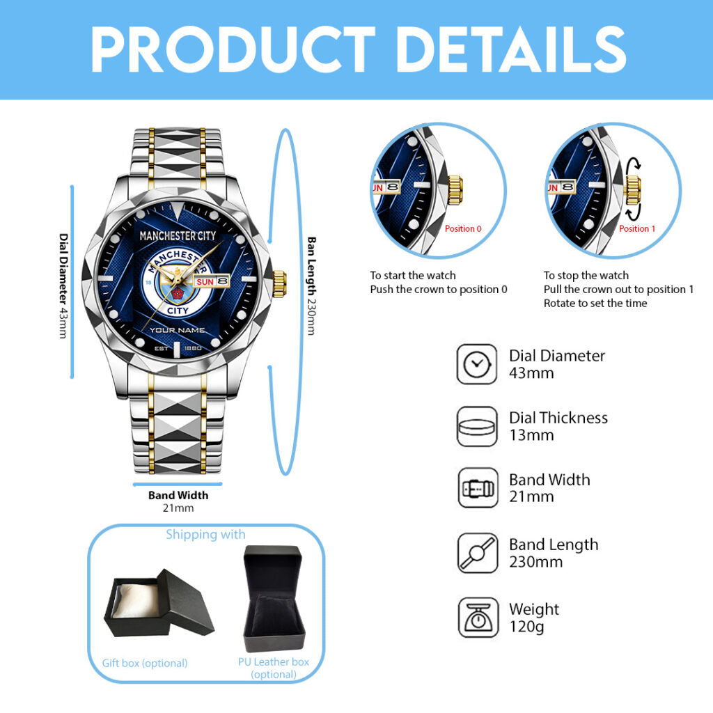 Personalized Manchester City Alloy Luxury Quartz Watch - TANTN20259