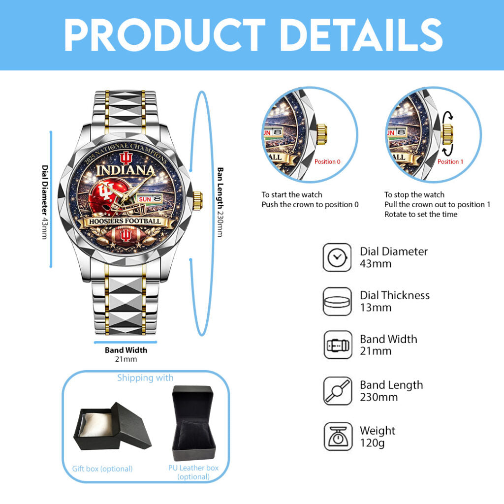 Indiana Hoosiers Football 2025 National Champions Alloy Luxury Quartz Watch - TANTN20493