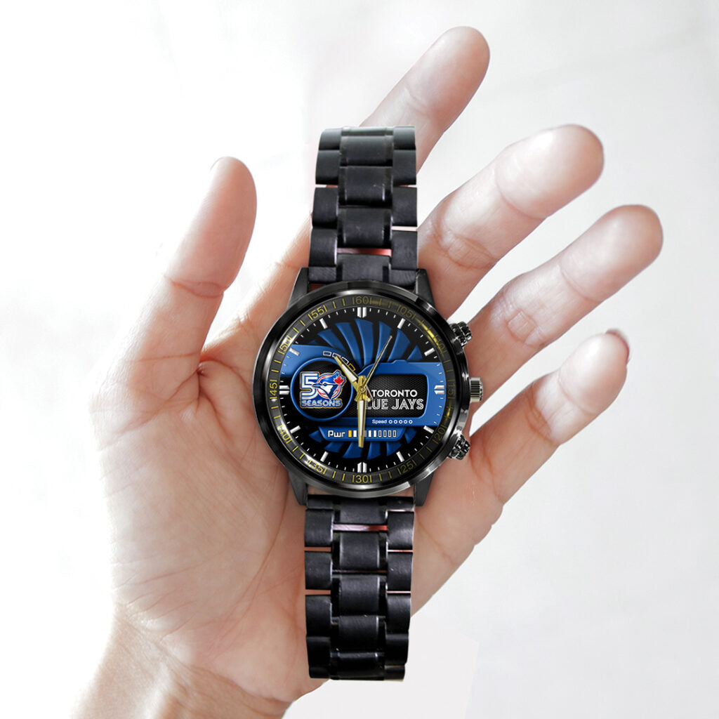 Toronto Blue Jays 50th Anniversary Black Stainless Steel Watch - TANTN20542