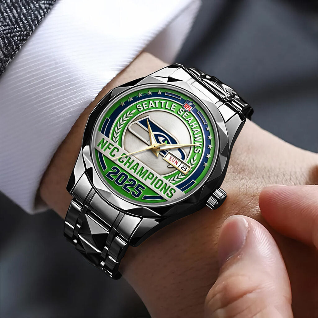 Seattle Seahawks 2025 NFC Champions Alloy Luxury Quartz Watch - TANTN20678