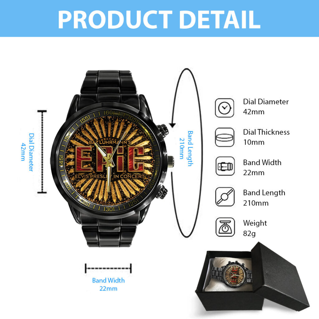 Elvis Presley Black Stainless Steel Watch - TANTN21804