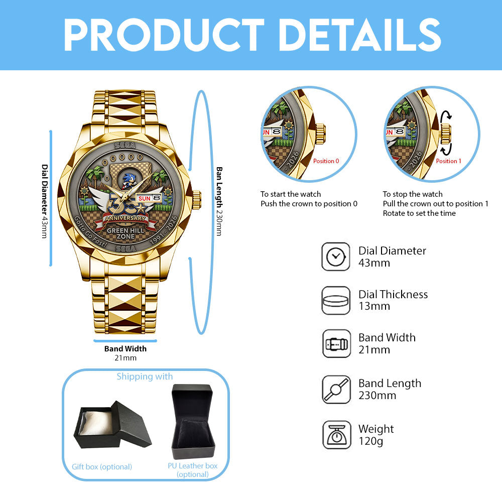 Sonic the Hedgehog 35th Anniversary Alloy Luxury Quartz Watch - TANTN23993