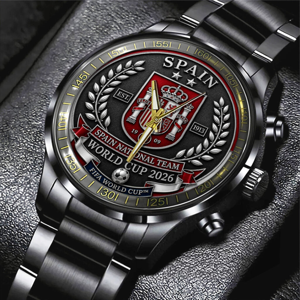 Spain National Team 2026 FIFA World Cup Champions Black Stainless Steel Watch - TANTN24401
