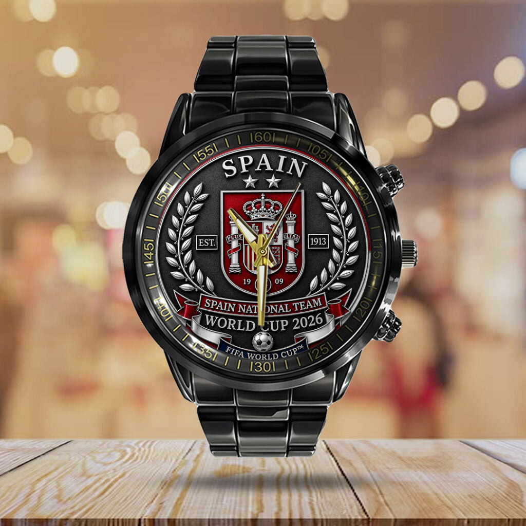Spain National Team 2026 FIFA World Cup Champions Black Stainless Steel Watch - TANTN24401