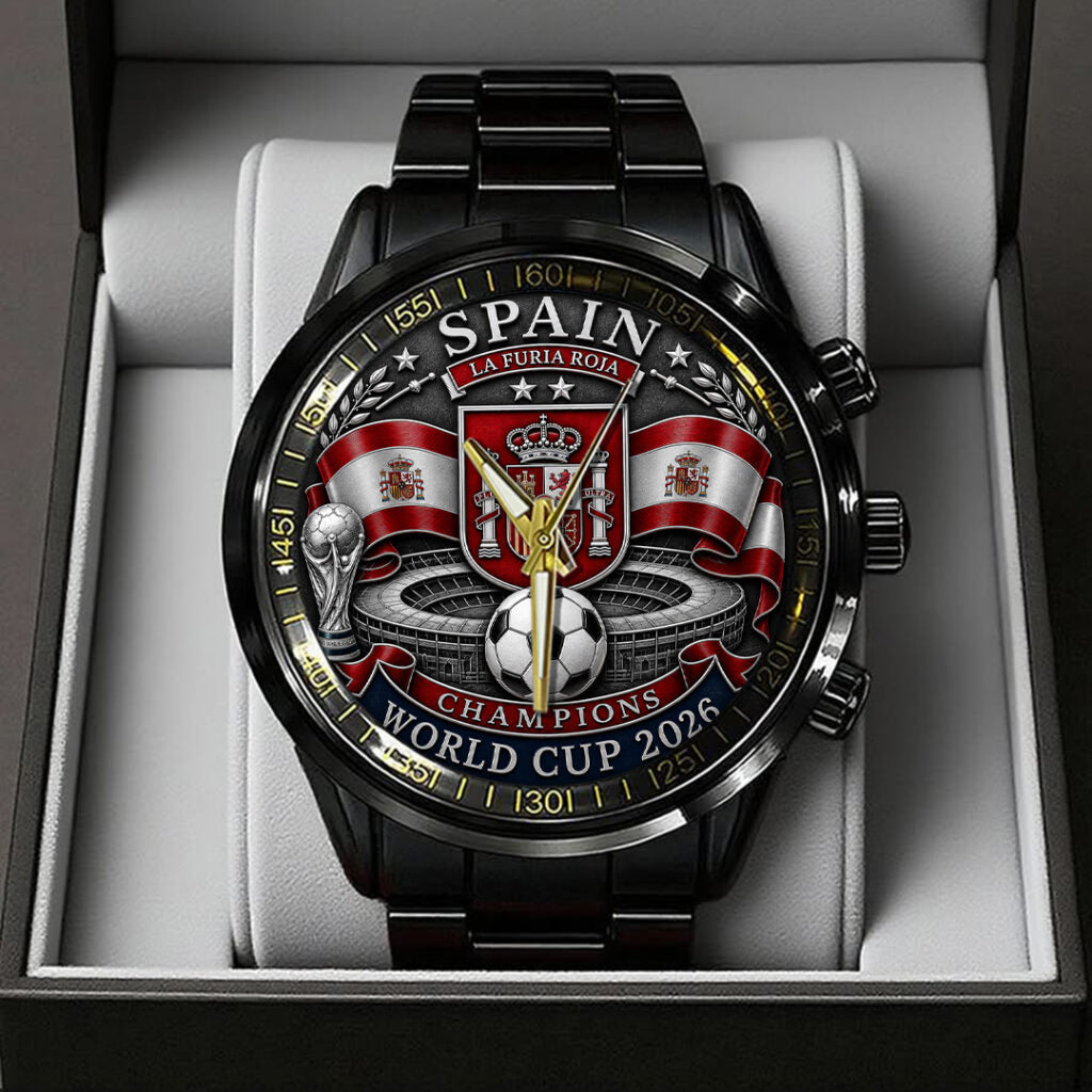 Spain National Team 2026 FIFA World Cup Champions Black Stainless Steel Watch - TANTN24402