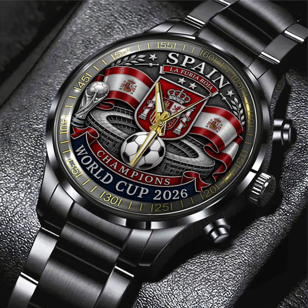 Spain National Team 2026 FIFA World Cup Champions Black Stainless Steel Watch - TANTN24402