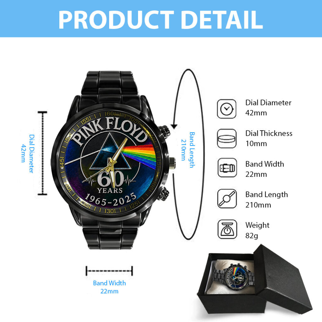 Pink Floyd 60th Anniversary Black Stainless Steel Watch - TANTN24644