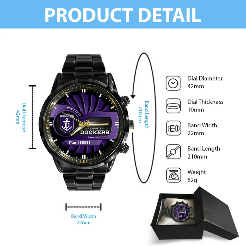 Fremantle Dockers Black Stainless Steel Watch - TANTN24912