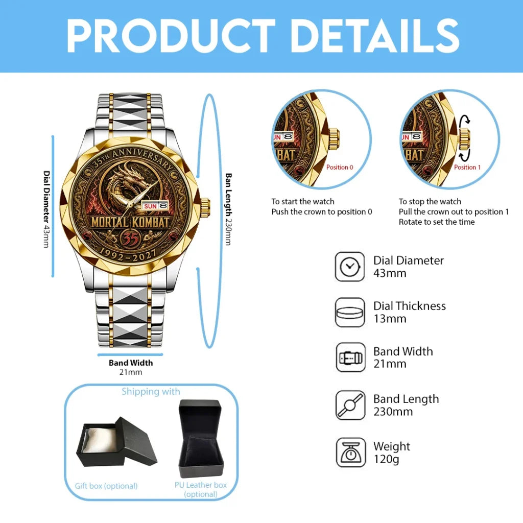 Mortal Kombat 35th Anniversary Alloy Luxury Quartz Watch - TANTN25105