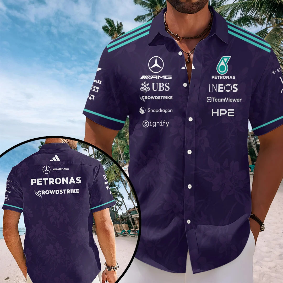 Mercedes AMG Petronas F1 Team Vanda Bloom 2026 Short Sleeve Button-Down Shirt – TANTN25289