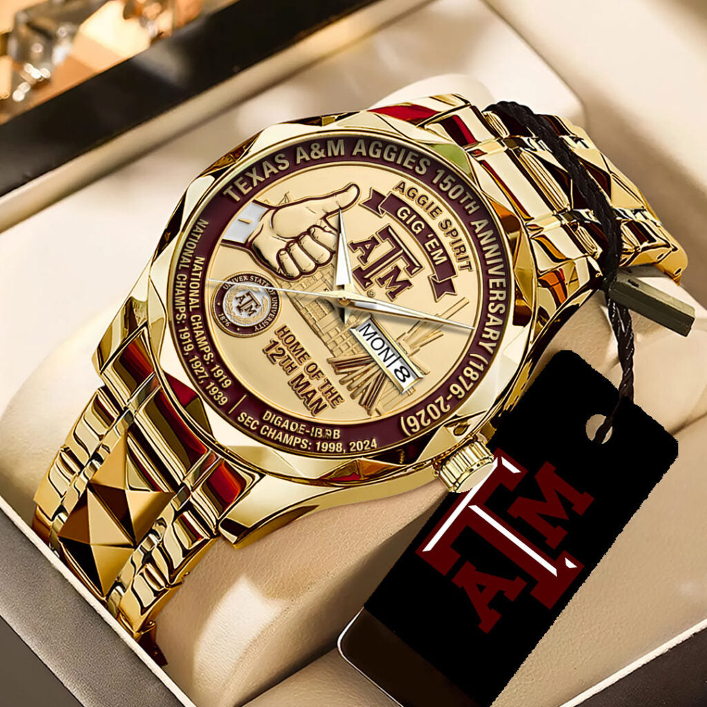 Texas A&M Aggies Football 150th Anniversary 2026 Alloy Luxury Quartz Watch - TANTN21314