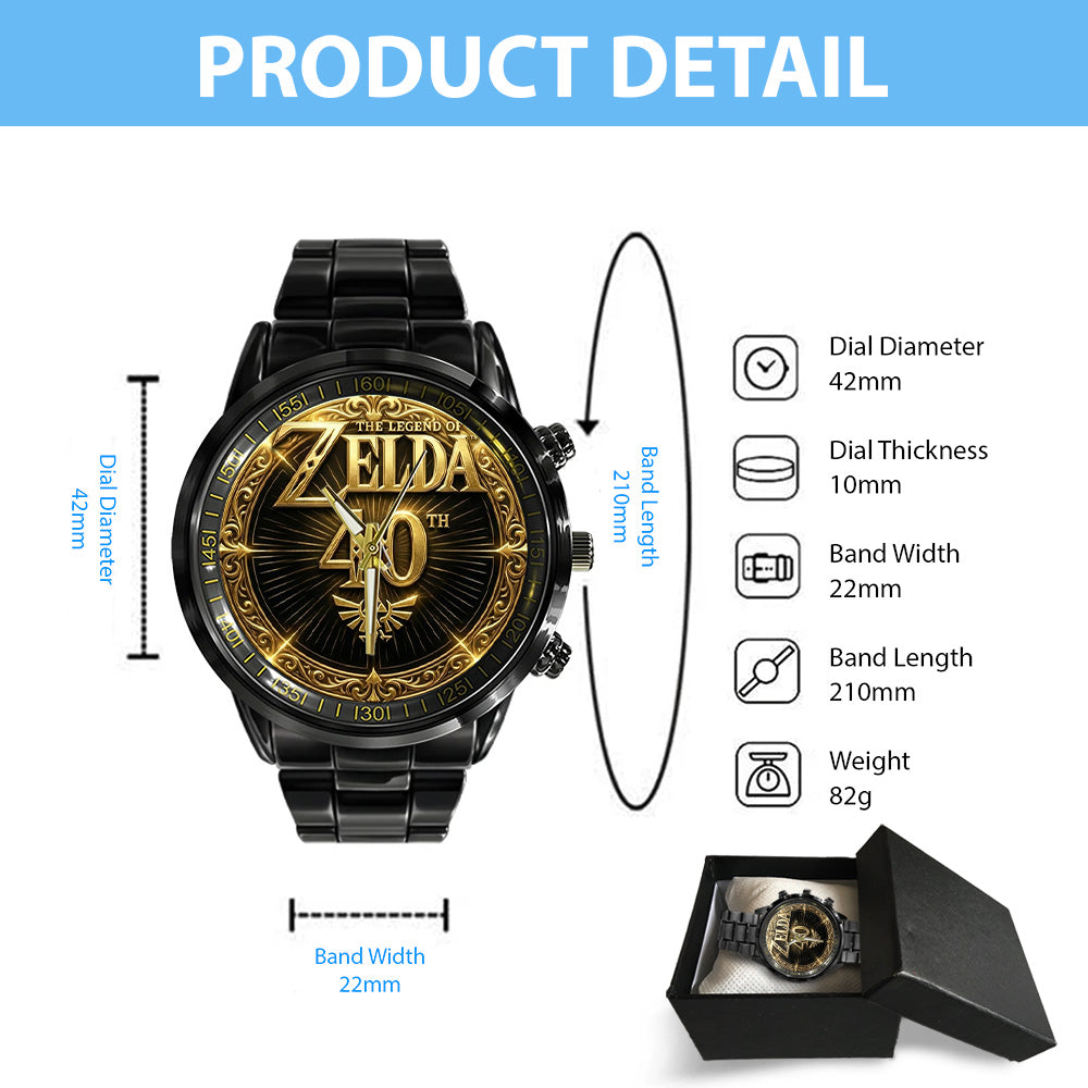 The Legend of Zelda 40th Anniversary Black Stainless Steel Watch - GNE4873