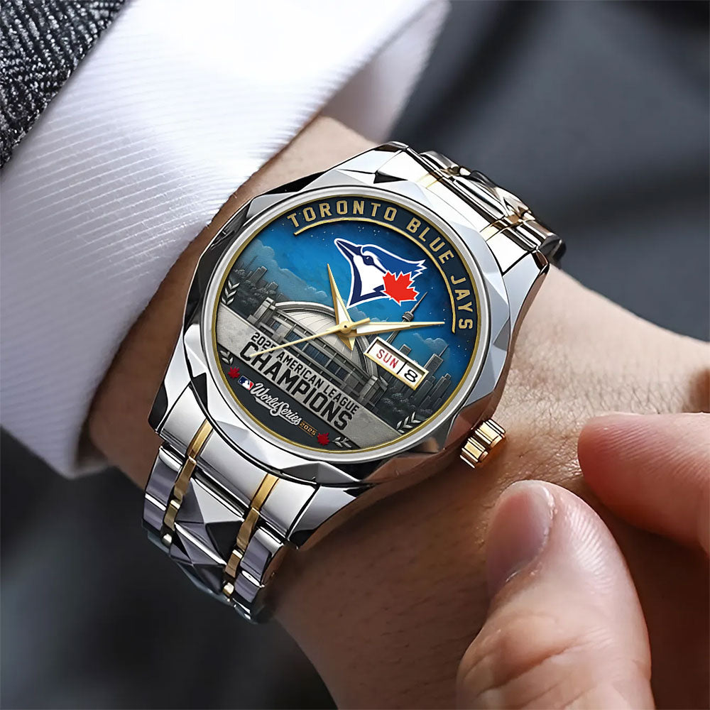 Toronto Blue Jays 2025 American League Champions Alloy Luxury Quartz Watch - MAITM13744