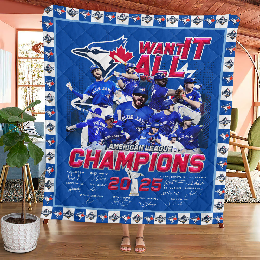 Toronto Blue Jays 2025 American League Champions Quilt Blanket - MAITM13772