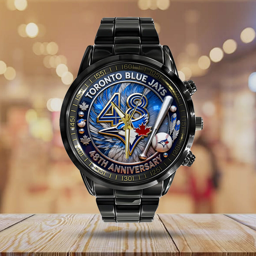 Toronto Blue Jays 48th Anniversary Black Stainless Steel Watch - TANTN17990