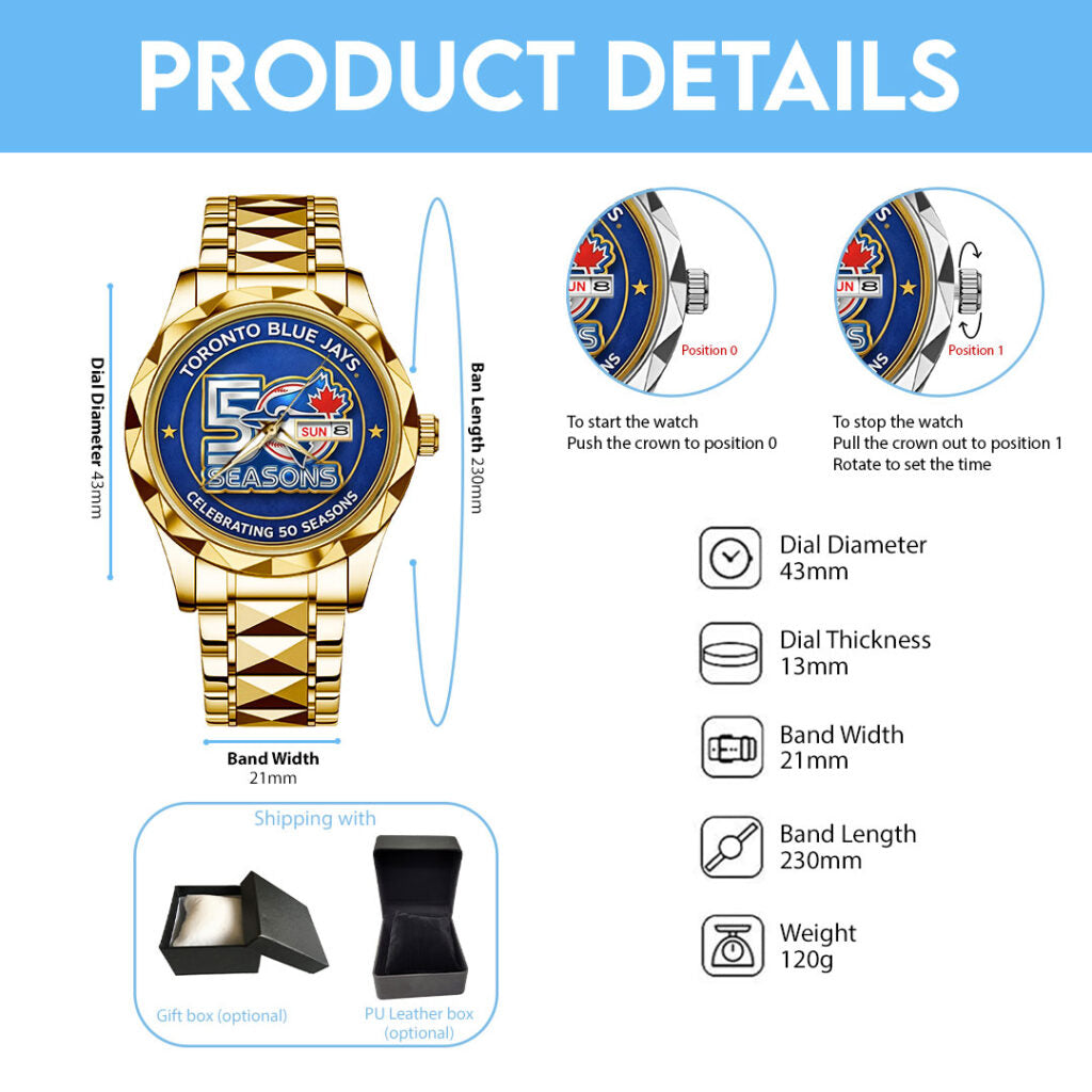 Toronto Blue Jays Alloy Luxury Quartz Watch - TMTHU3370